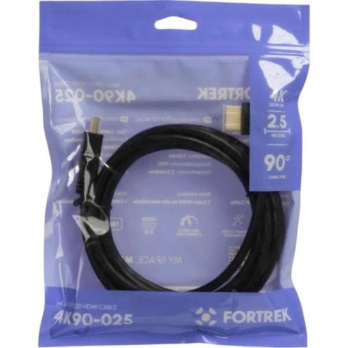 Cabo Hdmi 2.0 4k 90º 2.5m Preto 4k90-025 Fortrek
