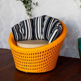 Chaise Redonda de Alumínio e Fibra Sintética  com Encostão 110cm Tela Copacabana