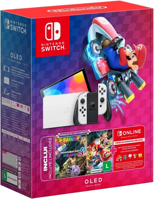 Console Nintendo Switch Oled com Mario Kart 8 Deluxe - HBG-S-KAASA