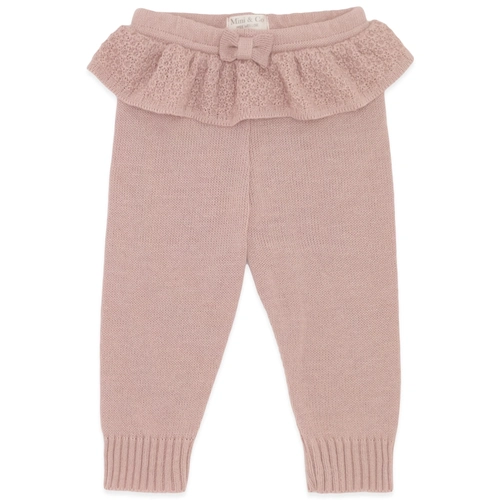 Calça Tricot Babado e Laço Rosa - Feminina