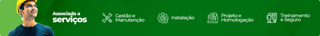 Associada a Serviços, Gestão e Manutenção, Instalação, Projeto e Homologação, Treinamento e Seguro