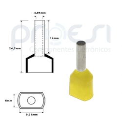 Terminal Tubular Duplo 6 mm² - Amarelo