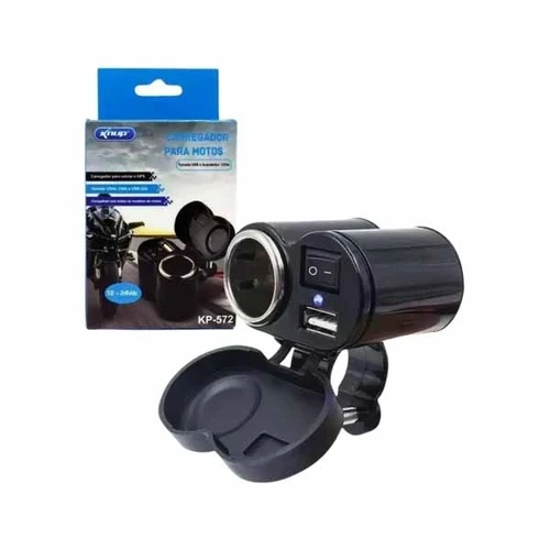 Carregador Para Moto 12v Universal Com 1 Porta Usb 5vdc Chave On/off Ref. Kp-572