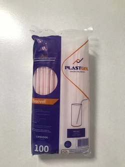 Canudo Flexível 100x1 (Bc com listra vermelha)