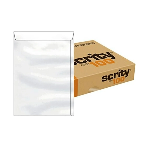 Envelope Saco Branco 90g 370X470mm Cx 100 Unidades Scrity