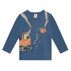 Camiseta Manga Longa Dino Azul Brandili - Masculina