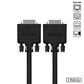 Cabo de Vídeo Vga 15 Pinos Macho para Vga 15 Pinos Macho 28awg Puro Cobre 2 Metros - Pvm15-2