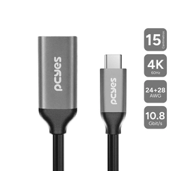 Cabo Usb Tipo-c para Hdmi Fêmea 2.0 4k/60hz - Preto - 15cm - Pucf-15