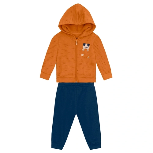Conjunto Moletom Bebê Jaqueta e Calça Cachorrinho Brandili - Masculino