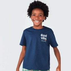Camiseta Manga Curta Azul Good Vibes Hering - Masculino