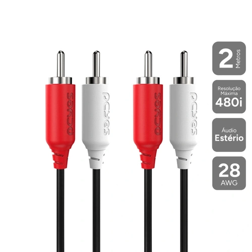 Cabo de Audio 2 Rca m para 2 Rca m - 2 Mts - P2r-2