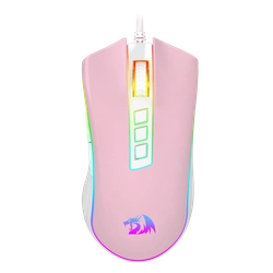 Mouse Gamer Redragon, Cobra, RGB, 12400DPI, 9 Botões, Com fio Rosa com Branco - M711PW