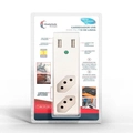 Filtro de Linha 2 Tomadas + Carregador USB 2.1A Coletek Branco - FL-USB21GWH