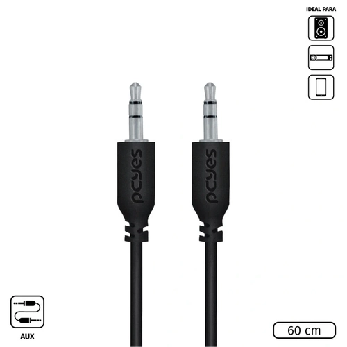 Cabo P2 3.5mm x P2 3.5mm Puro Cobre 28awg Pcyes 60cm - P35m-06