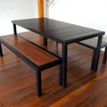 Mesa de Jantar 180X90 cm em Alumínio Ripado  com Bancos em Madeira Rio de Janeiro