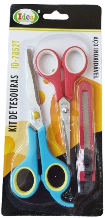Tesoura Multiuso Kit c/3pçs cores sortidas Ref.7852T