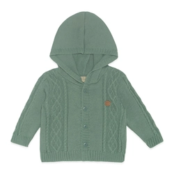 Casaquinho Tricot com Capuz Verde Trançado Masculino