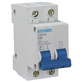 Minidisjuntor Tdj3-1c20 2p 20a 3ka Bifasico Curva C Tramontina
