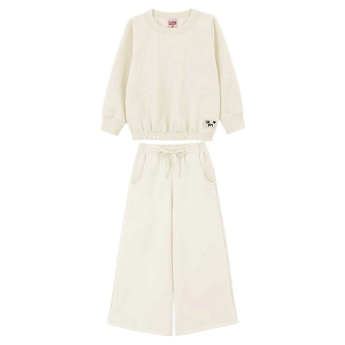 Conjunto Blusão e Calça Wide Leg em Moletom Lik Kids - Feminino