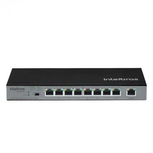 Switch 9 Portas Fast Ethernet C/ 8 Portas Poe+ Sf 900 Hi-poe Intelbras 4760040