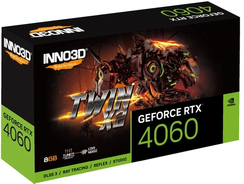 Placa de Video 8GB RTX4060 Inno3d Geforce Twin X2 Oc Gddr6 128-bit N40602-08d6x-173051n