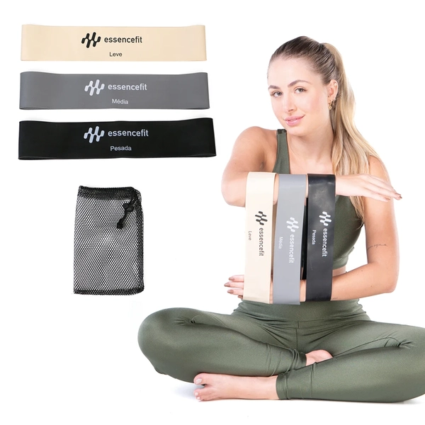 Faixas Elástica Exercícios Fisioterapia Yoga Alongamento Pilates EssenceFit