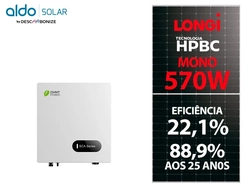 Kit Energia Solar 500KWh - 3,99KWp com 7 Painéis LONGI 570W e Inversor CHINT, Fibrocimento e Metálica
