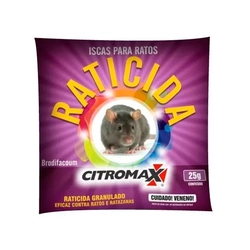Raticida Granulado Rosa Citromax - 40 sachês de 25g para ratos e ratazanas