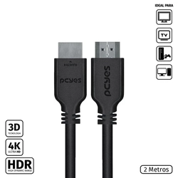 Cabo Hdmi 2.0 Macho 4k/60hz - Preto - 2 Metros - Phm20-2