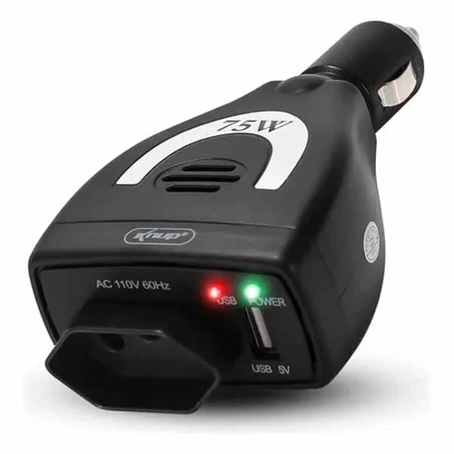 Inversor De Voltagem 12v P/ 110v 75w + 1 Saida Usb 5v Ref. Kp-552