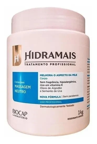 Creme Neutro Para Massagem Hidramais 1kg - Fórmula Nova - Neutra