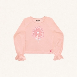 Blusinha Manga Longa Flor com Latejoulas Fakini - Feminino