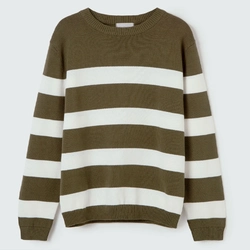 Blusão Manga Longa em Tricot Listrado Hering Verde - Masculino