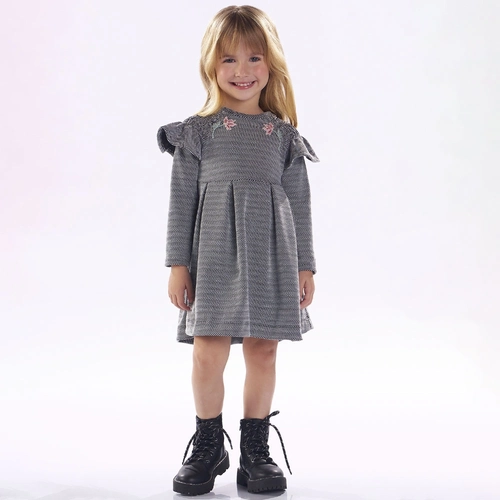 Vestido Manga Longa Bordado com Babados Kiki Xodó - Feminino