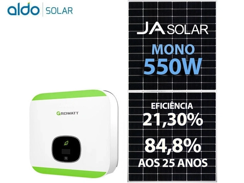 Gerador De Energia Solar Growatt Rosca Dupla Metal Romagnole Growatt Gf 4,4kwp Ja Deep Blue Mono 550w Min 6kw 2mppt Mono 220v