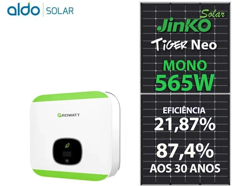 Gerador De Energia Solar Growatt Solo Romagnole Growatt Gf 2,83kwp Jinko Tiger Neo Mono 565w Min 3kw 2mppt Mono 220v