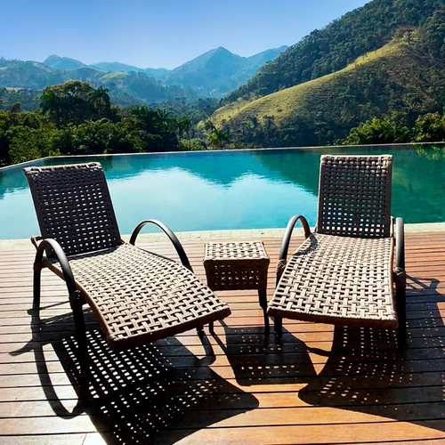 Espreguiçadeiras Itapema Corda Náutica Alumínio Epóxi e Mesa centro Porto Belo (Kit)