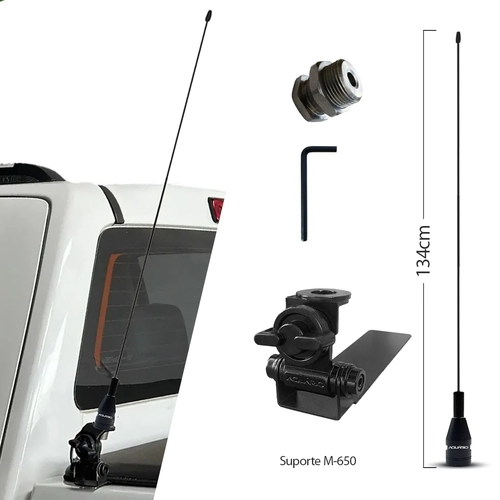 Kit Antena Móvel M-300EP 134cm Decorativa + Suporte M-650 para Caminhonete, veículos e Utilitários