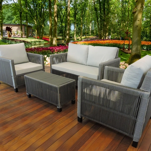 Jogo de Sofá Namoradeira Mesa Centro Corda Sintética Alumínio Epóxi Cuiabá