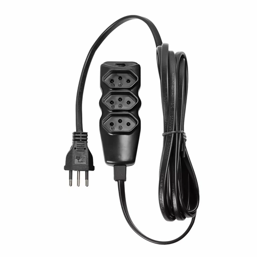 Extensão Elétrica Vinik 3 Tomadas Pp Plano 3x0,75 3m Preta