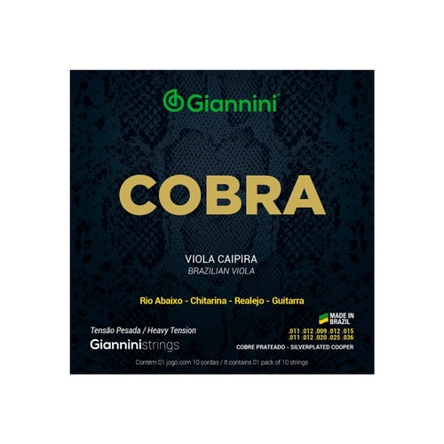 Encordoamento para Viola Aço Prateado Tensão Pesada Série Cobra Gesvp