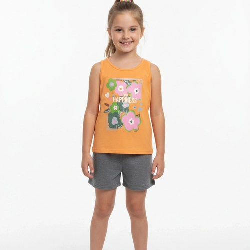 Conjunto Regata e Shorts Malwee Find Happiness Feminino - Laranja