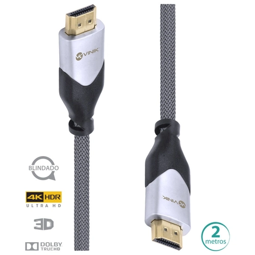 Cabo Vinik Hdmi 2.0 4k Ultra Hd 3d Conexão Ethernet Blindado Em Nylon 2 Metros - H20b-2