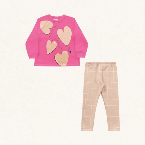 Conjunto Moletom Blusa e Legging Corações Fakini - Feminino