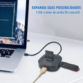 Mini HUB USB, 3 Portas, USB 2.0 + 1 Leitor de Cartão microSD + 1 SD Exbom UH-R23