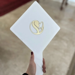 Espelho Branco G - Logo alto relevo inicial ou desenho