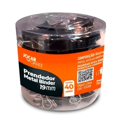 Prendedor Metal Binder Preto 19mm c/40 uni Jocar
