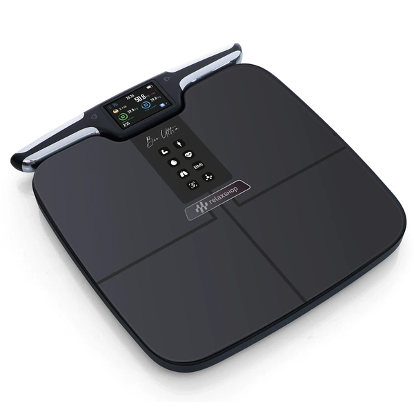 Balança Bioimpedância 55 Análises Corporais Digital e com Bluetooth -  Relaxshop Bio Ultra Preta