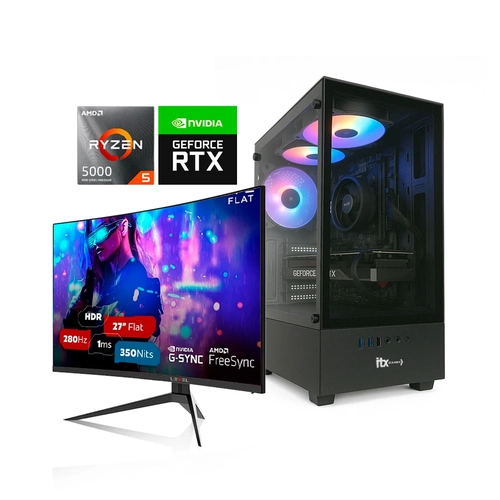 Combo - PC Gamer Ryzen 5 5500, RTX 5060 8GB, Ram 16GB, SSD 512GB + Monitor Gamer 27 ELED, 280Hz