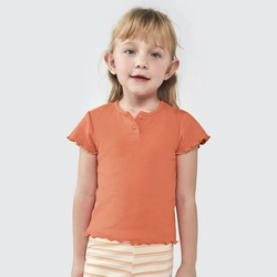 Blusa Manga Curta com Botões Laranja Hering - Feminina